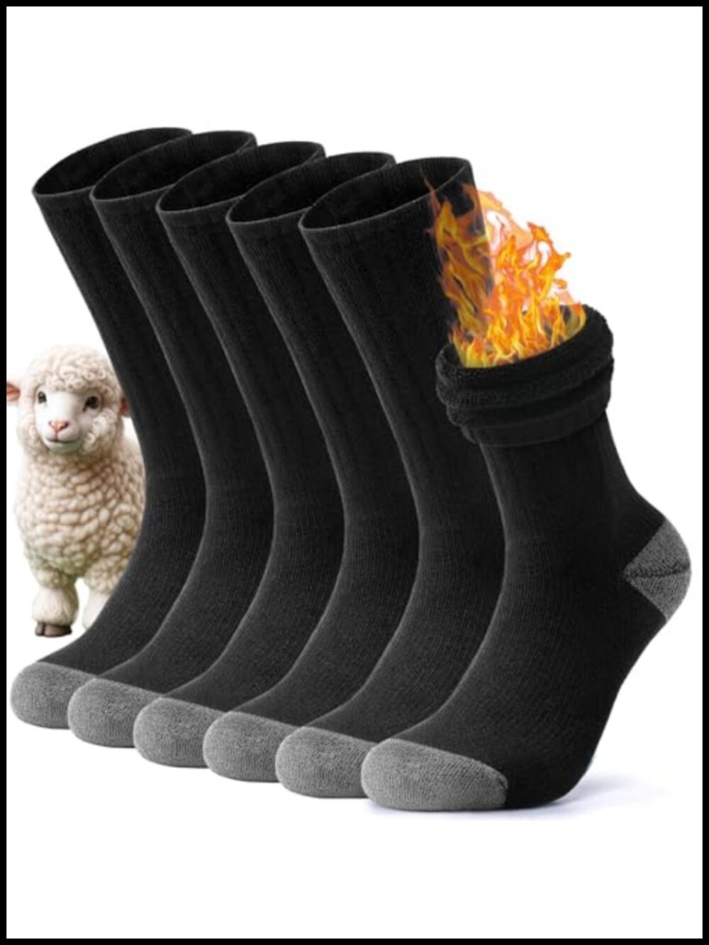 Merino Wool Hiking Socks 3-Pack, Seamless Toe, Terry Cushioned, Unisex